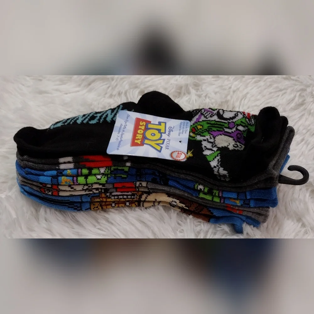 Disney Toy Story 5 Pair Multi-Pack Socks Boy Shoe Size 7-10